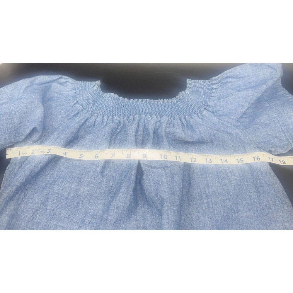 J Crew Womens Off The Shoulder Blue Chambray Smocked Dress Sz 10 - Picture 8 of 8